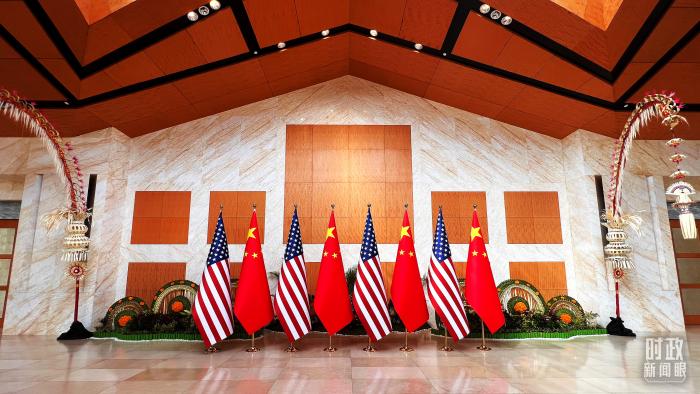 △中美兩國元首在這里握手合影。(總臺央視記者張宇拍攝)