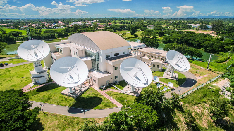 2016年8月1日拍攝的老撾首都萬象的老撾一號通信衛(wèi)星地面站全景。